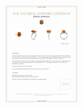 5.02 Ct. Orange Sapphire and Natural Diamond Three Stone Ring, 18K White Gold Appraisal