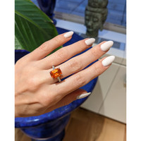 5.02 Ct. Orange Sapphire and Natural Diamond Three Stone Ring, 18K White Gold Life Style