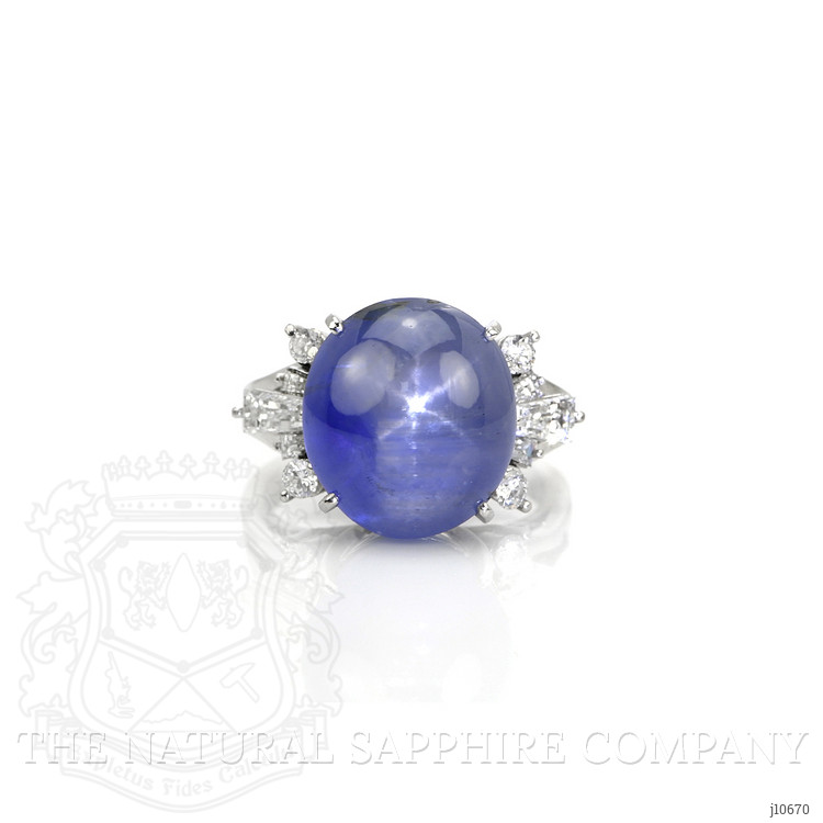 16.08 Ct. Blue Sapphire and Natural Diamond Antique Style Ring, Platinum 950