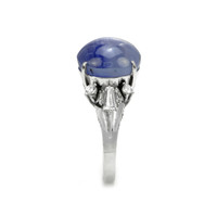 16.08 Ct. Blue Sapphire and Natural Diamond Antique Style Ring, Platinum 950 Image