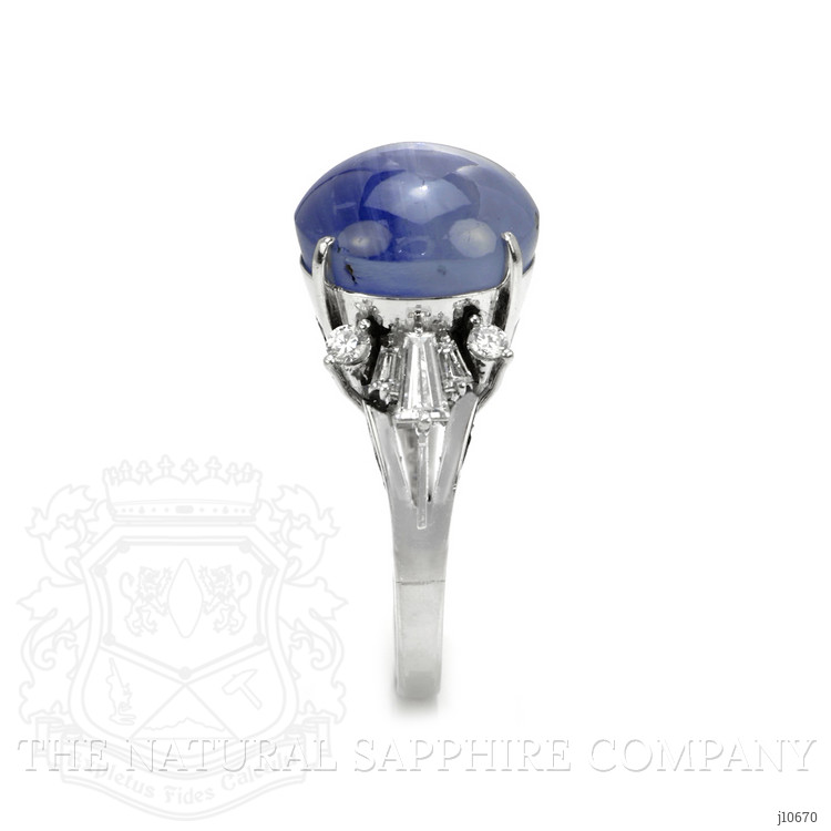 16.08 Ct. Blue Sapphire and Natural Diamond Antique Style Ring, Platinum 950