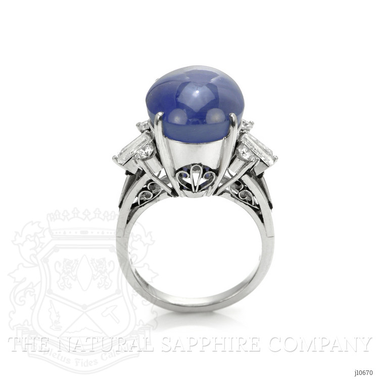 16.08 Ct. Blue Sapphire and Natural Diamond Antique Style Ring, Platinum 950
