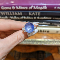 16.08 Ct. Blue Sapphire and Natural Diamond Antique Style Ring, Platinum 950 Life Style