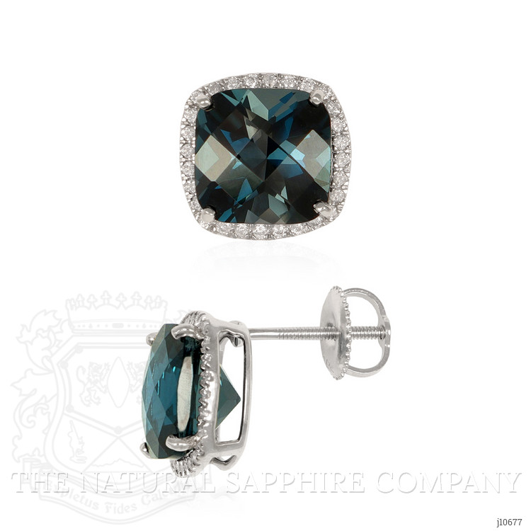 7.82 Ct.Tw. Topaz Natural Diamond Halo Earrings, 14K White Gold