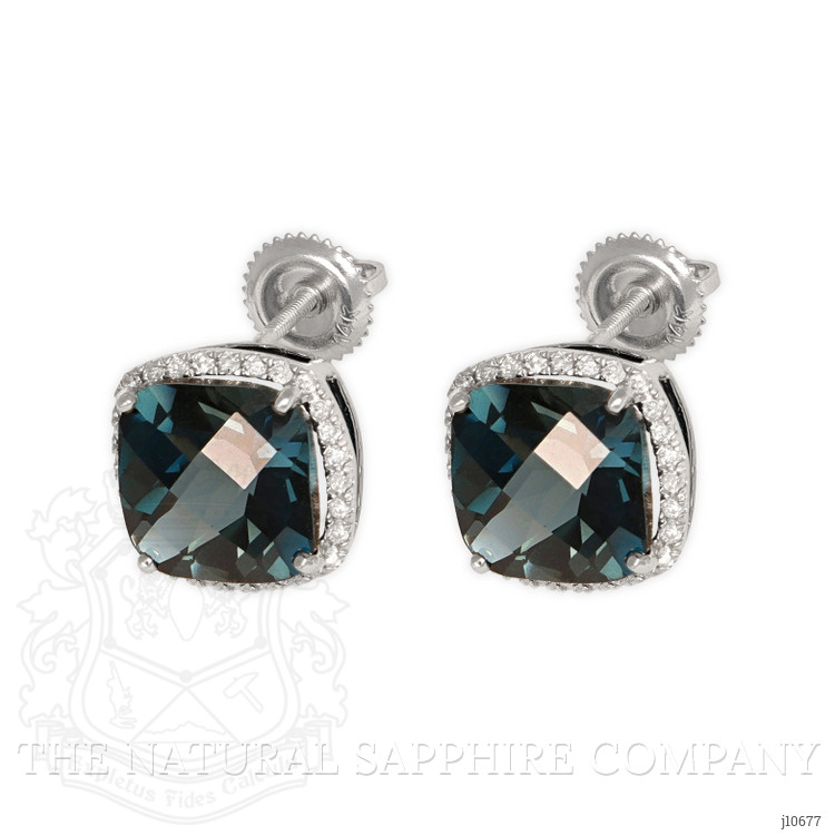 7.82 Ct.Tw. Topaz Natural Diamond Halo Earrings, 14K White Gold