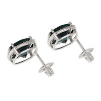 7.82 Ct.Tw. Topaz Natural Diamond Halo Earrings, 14K White Gold Image