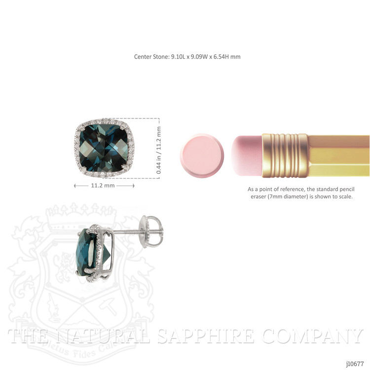 7.82 Ct.Tw. Topaz Natural Diamond Halo Earrings, 14K White Gold