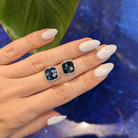 7.82 Ct.Tw. Topaz Natural Diamond Halo Earrings, 14K White Gold Life Style