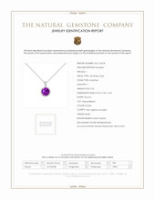 2.52 Ct. Amethyst Natural Diamond Halo Pendant, 14K White Gold Scan Report