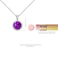 2.52 Ct. Amethyst Natural Diamond Halo Pendant, 14K White Gold Image