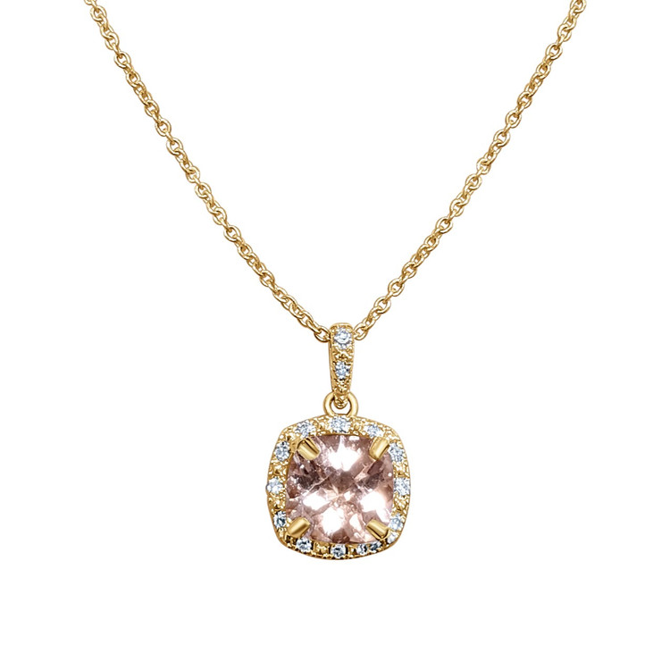 1.15 Ct. Morganite Natural Diamond Halo Pendant, 14K Rose Gold