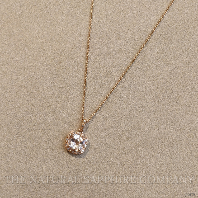 1.15 Ct. Morganite Natural Diamond Halo Pendant, 14K Rose Gold