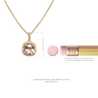 1.15 Ct. Morganite Natural Diamond Halo Pendant, 14K Rose Gold Image