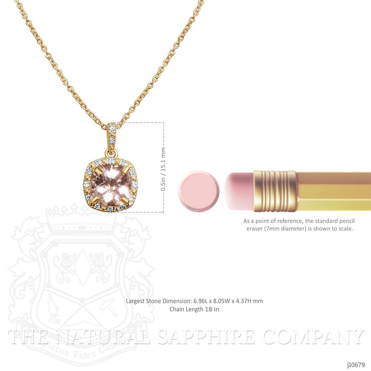 1.15 Ct. Morganite Natural Diamond Halo Pendant, 14K Rose Gold