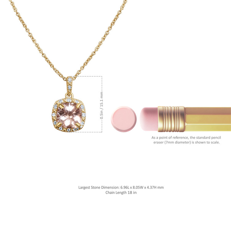 1.15 Ct. Morganite Natural Diamond Halo Pendant, 14K Rose Gold