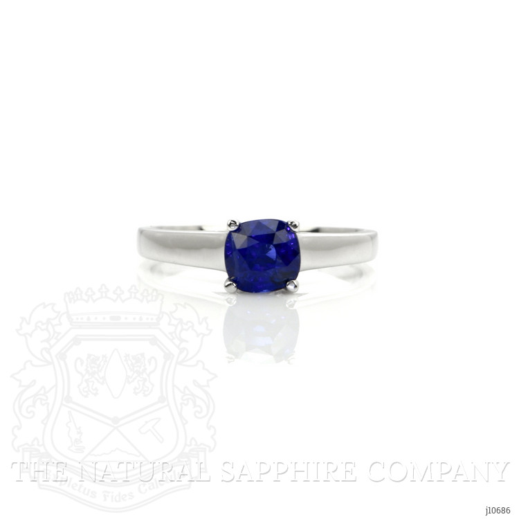 1.38 Ct. Blue Sapphire Solitaire Ring, 14K White Gold