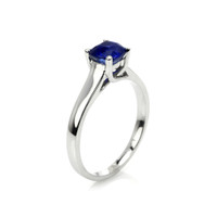 1.38 Ct. Blue Sapphire Solitaire Ring, 14K White Gold Image