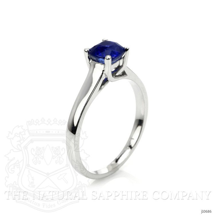 1.38 Ct. Blue Sapphire Solitaire Ring, 14K White Gold