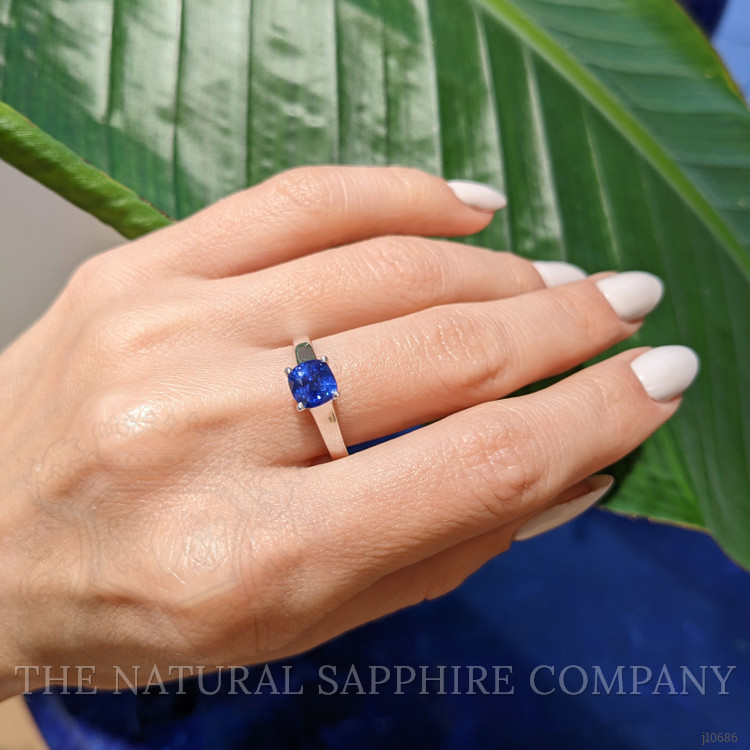 1.38 Ct. Blue Sapphire Solitaire Ring, 14K White Gold
