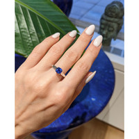 1.38 Ct. Blue Sapphire Solitaire Ring, 14K White Gold Life Style
