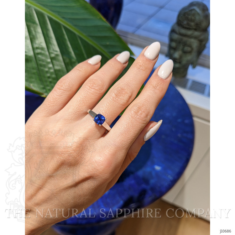 1.38 Ct. Blue Sapphire Solitaire Ring, 14K White Gold