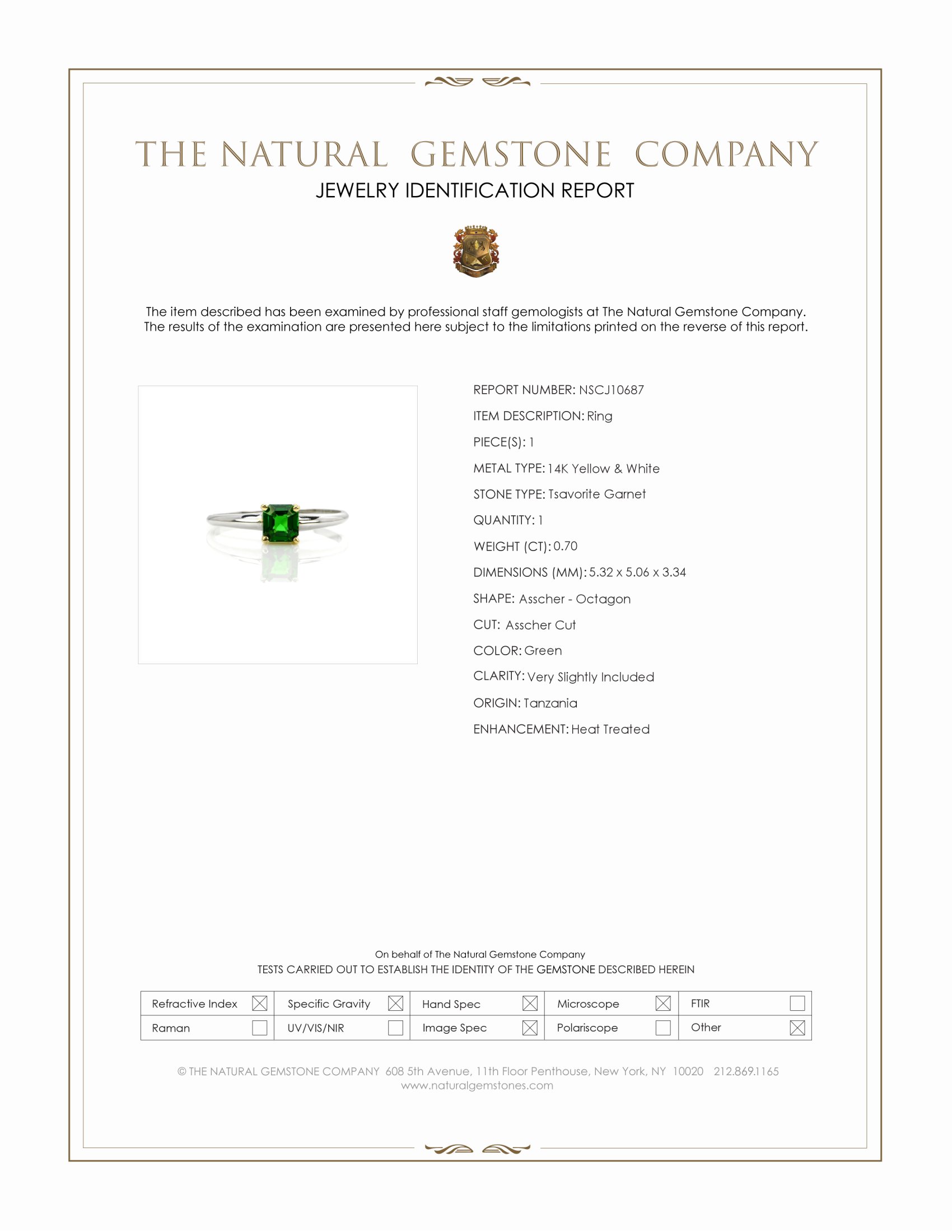 0.70 Ct. Tsavorite Garnet Solitaire Ring, 14K Yellow & White