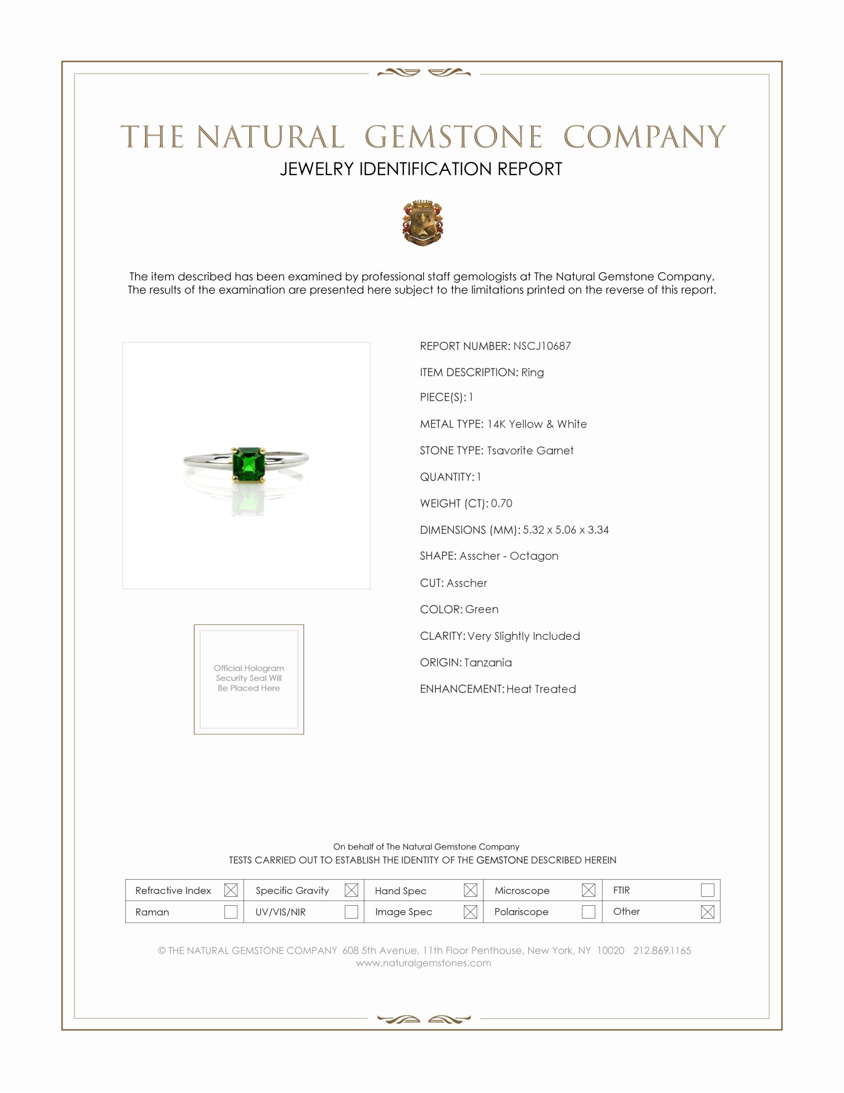 0.70 Ct. Tsavorite Garnet Solitaire Ring, 14K Yellow & White