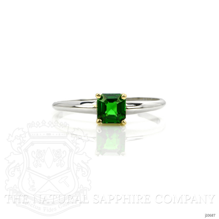 0.70 Ct. Tsavorite Garnet Solitaire Ring, 14K Yellow & White