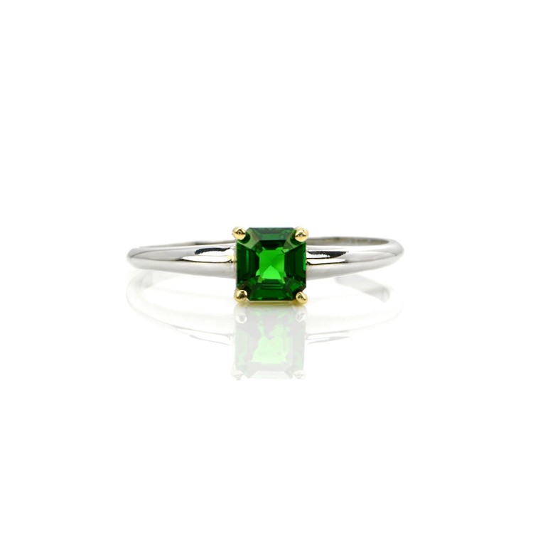 0.70 Ct. Tsavorite Garnet Solitaire Ring, 14K Yellow & White