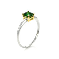 0.70 Ct. Tsavorite Garnet Solitaire Ring, 14K Yellow & White Image