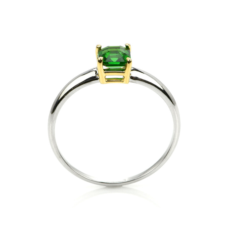 0.70 Ct. Tsavorite Garnet Solitaire Ring, 14K Yellow & White
