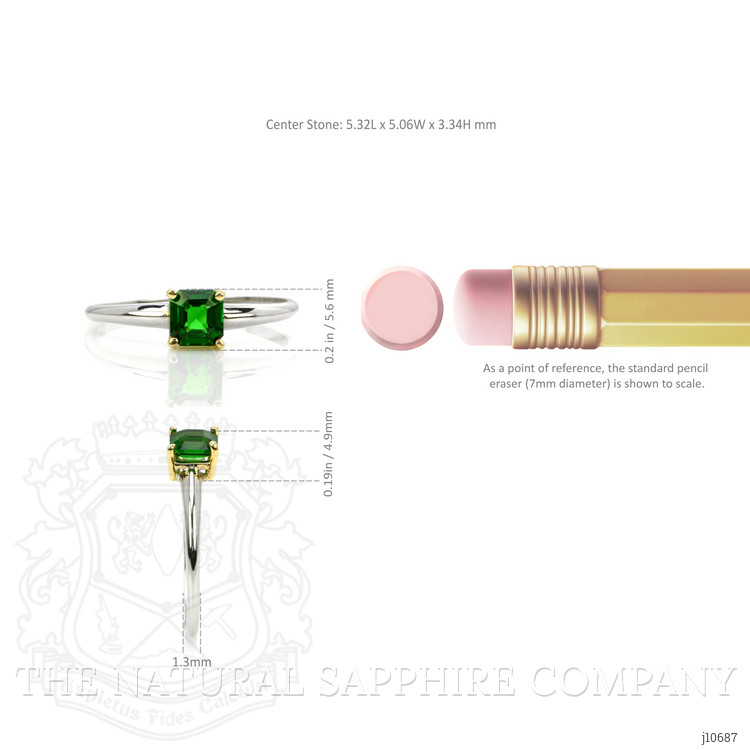 0.70 Ct. Tsavorite Garnet Solitaire Ring, 14K Yellow & White