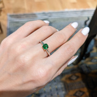 0.70 Ct. Tsavorite Garnet Solitaire Ring, 14K Yellow & White Life Style