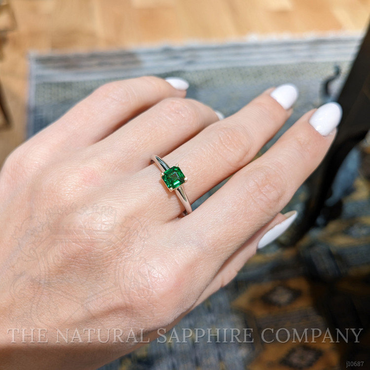 0.70 Ct. Tsavorite Garnet Solitaire Ring, 14K Yellow & White