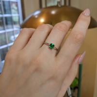 0.70 Ct. Green Tsavorite Garnet Solitaire Ring, 14K Yellow & White Life Style