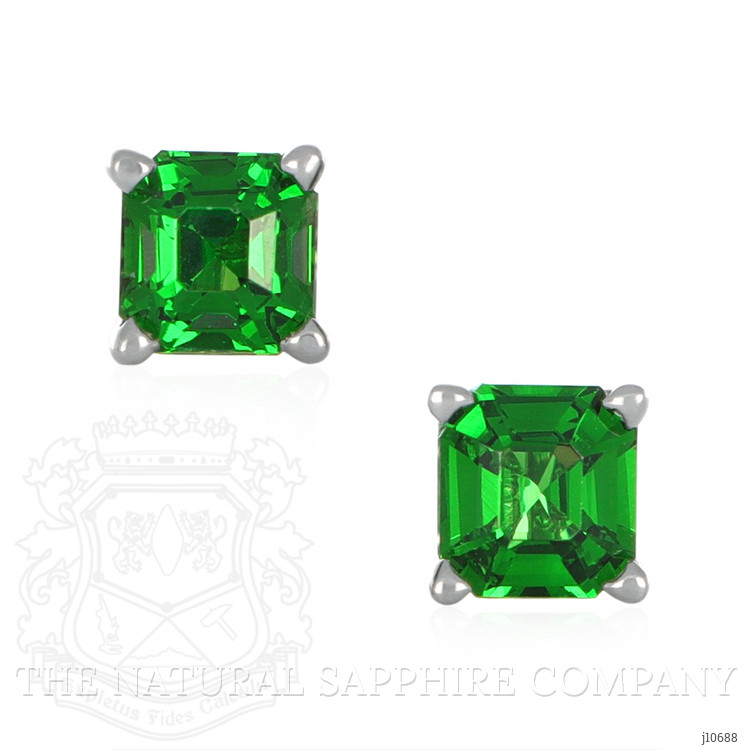 1.30 Ct.Tw. Tsavorite Garnet Studs Earrings, 14K White Gold