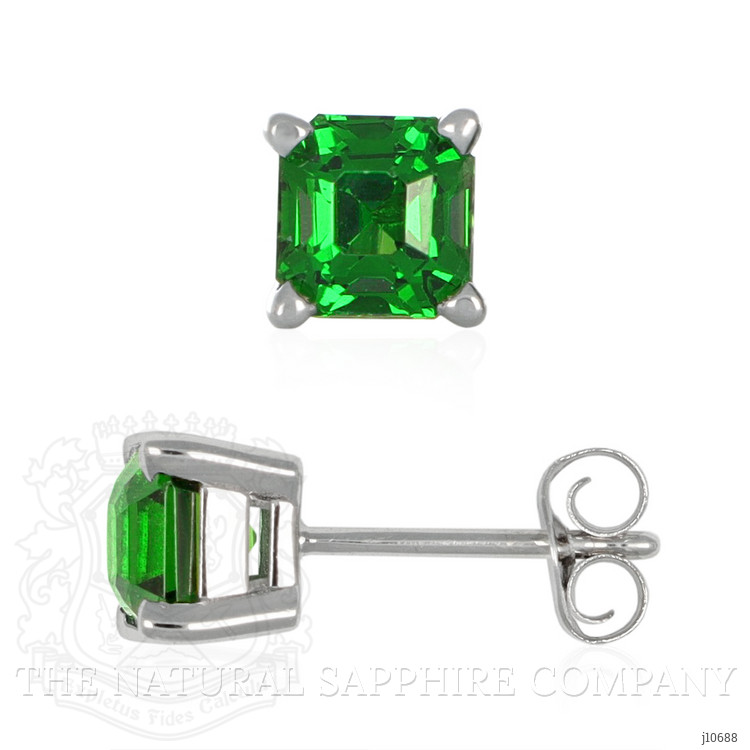 1.30 Ct.Tw. Tsavorite Garnet Studs Earrings, 14K White Gold