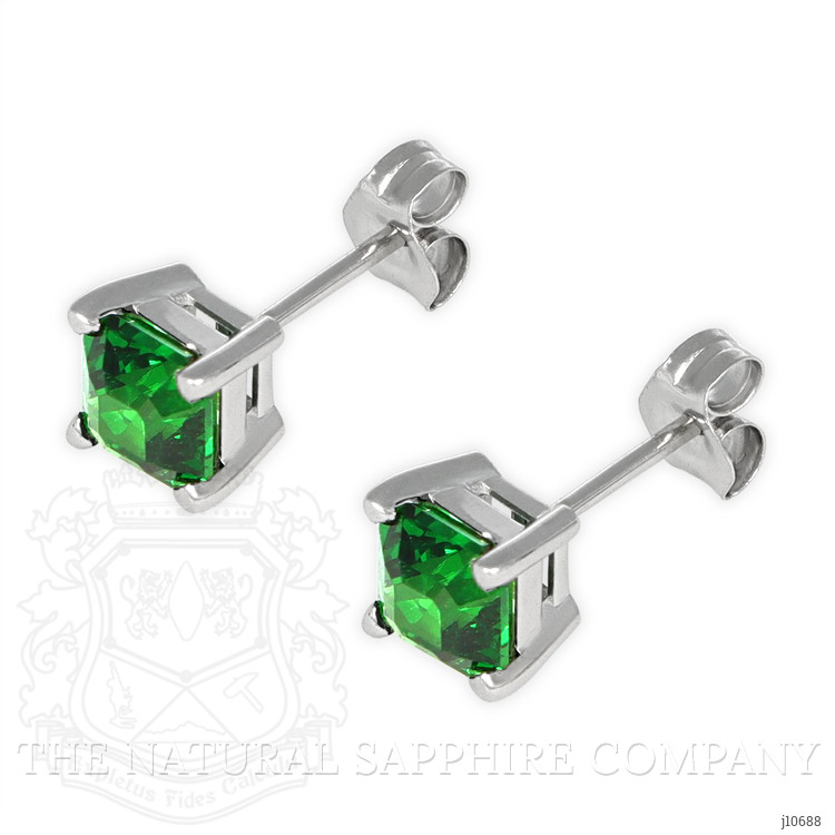 1.30 Ct.Tw. Tsavorite Garnet Studs Earrings, 14K White Gold