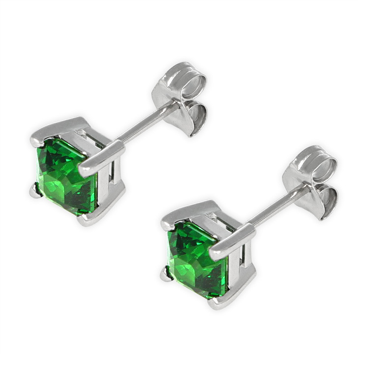 1.30 Ct.Tw. Tsavorite Garnet Studs Earrings, 14K White Gold
