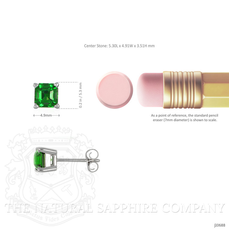 1.30 Ct.Tw. Tsavorite Garnet Studs Earrings, 14K White Gold