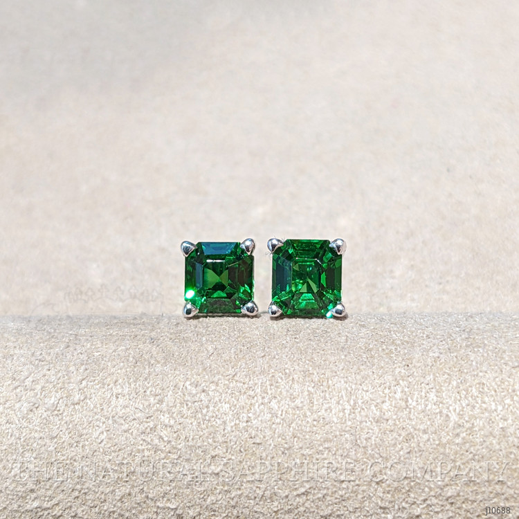 1.30 Ct.Tw. Tsavorite Garnet Studs Earrings, 14K White Gold