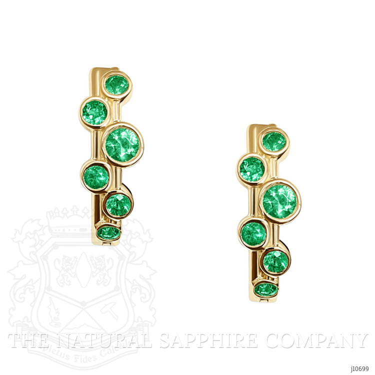 0.50 Ct.Tw. Emerald Hoops Earrings, 14K Yellow Gold