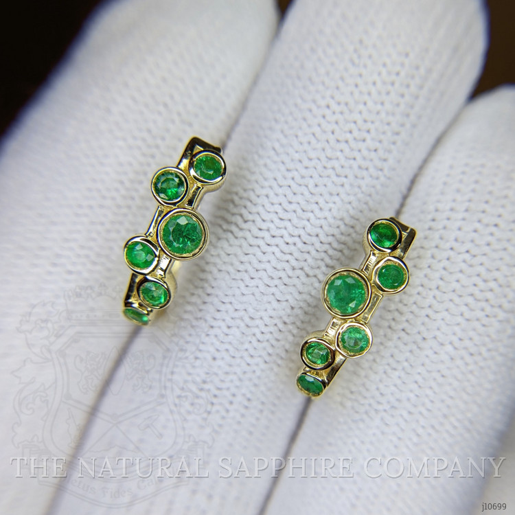 0.50 Ct.Tw. Emerald Hoops Earrings, 14K Yellow Gold