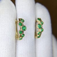 0.50 Ct.Tw. Emerald Hoops Earrings, 14K Yellow Gold Image