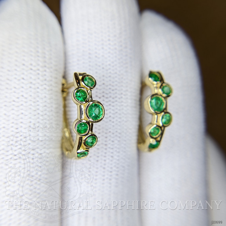 0.50 Ct.Tw. Emerald Hoops Earrings, 14K Yellow Gold