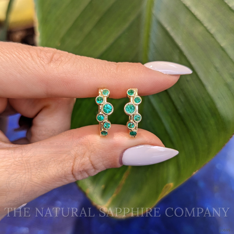 0.50 Ct.Tw. Emerald Hoops Earrings, 14K Yellow Gold