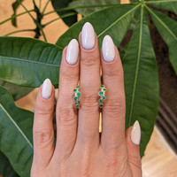 0.50 Ct.Tw. Emerald Hoops Earrings, 14K Yellow Gold Life Style