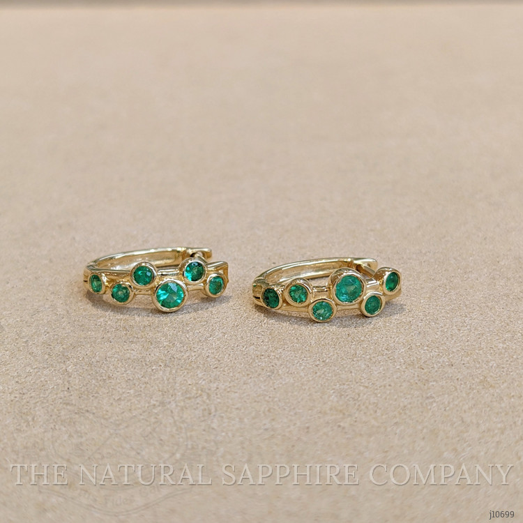 0.50 Ct.Tw. Emerald Hoops Earrings, 14K Yellow Gold