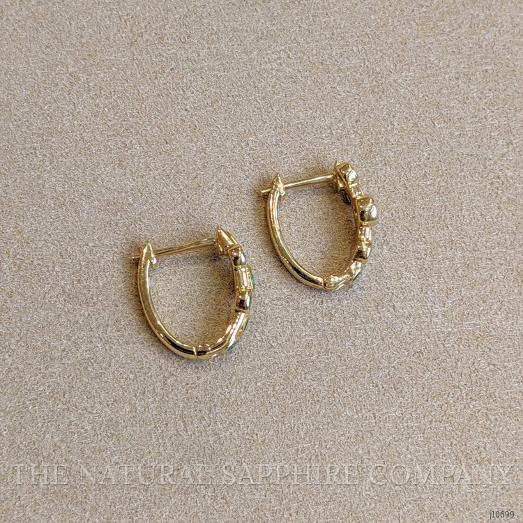 0.50 Ct.Tw. Emerald Hoops Earrings, 14K Yellow Gold