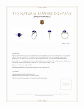 3.34 Ct. Blue Sapphire and Natural Diamond Three Stone Ring, Platinum 950 Appraisal